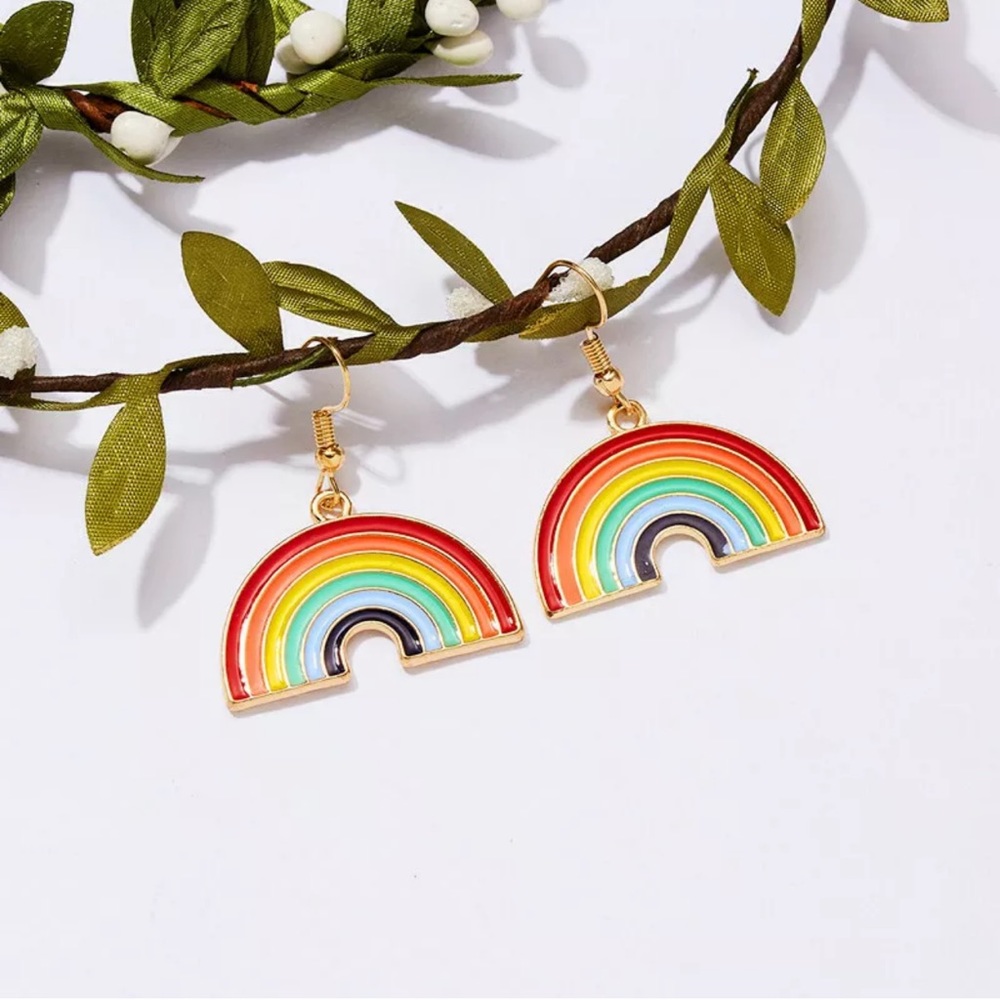 ElegantDrop Earrings 18kYellow Gold Platedrainbow - Picture 5 of 5